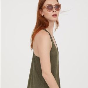 100% Linen H&M Gray Racerback Shell Tank